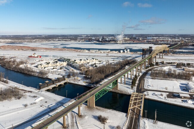 Sault Sainte Marie sits along the Saint Mary River and borders Canada.