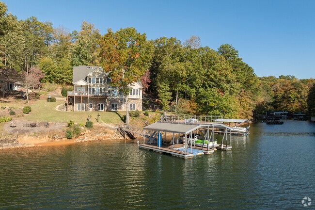 Lakeshore homes on the banks of Lake Lanier offer breathtaking views.