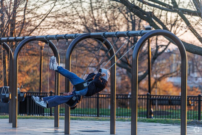 All ages are welcome on the playground at Federal Hill Park a few blocks from Sharp-Leadenhall.