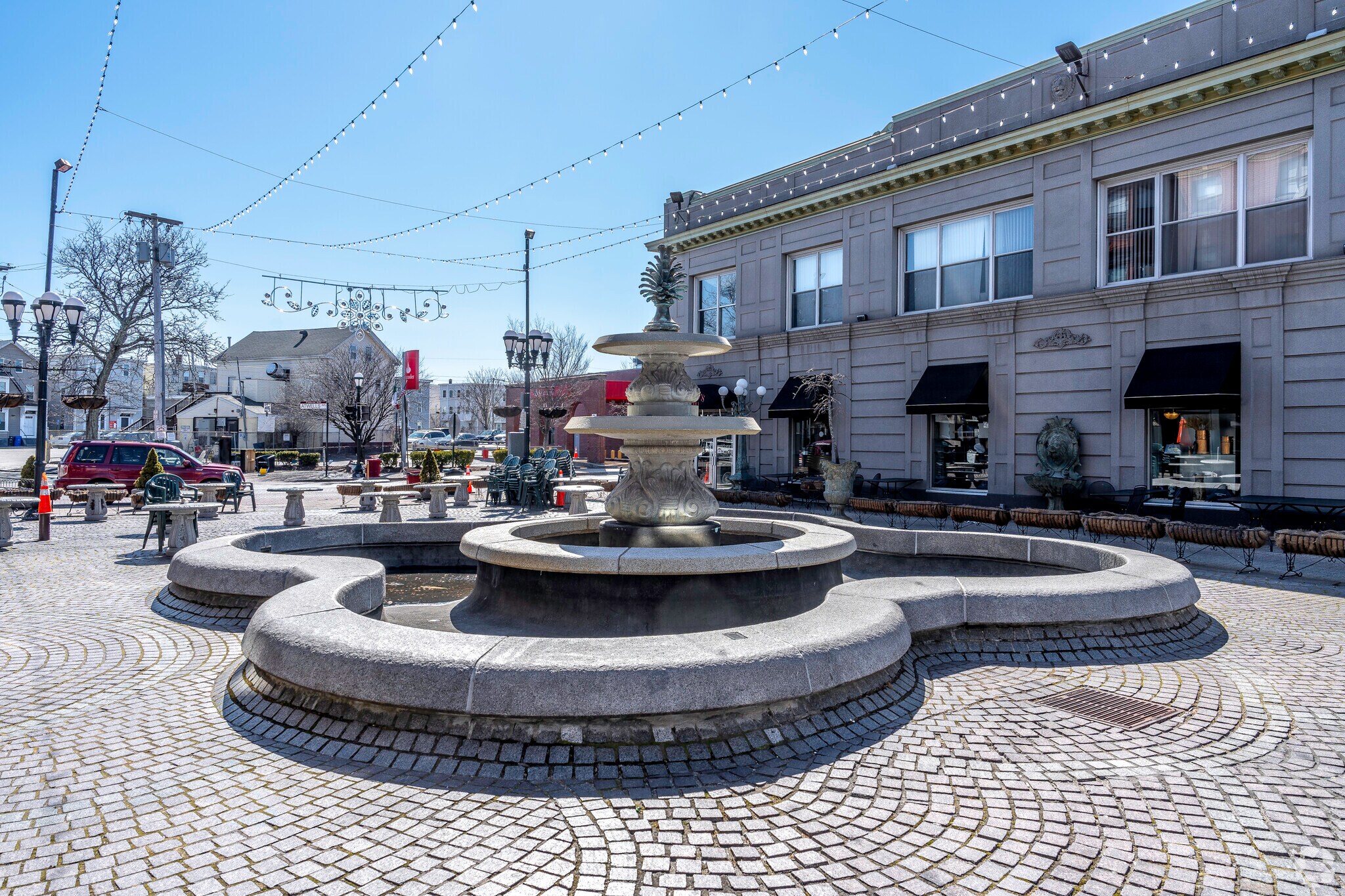 The DePasquale Square Fountain, a beloved water feature on Atwells Avenue in Federal Hill.