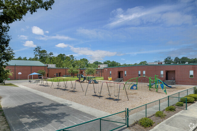 Swings and playground equipment are available at South Conway Elementary School in Conway.