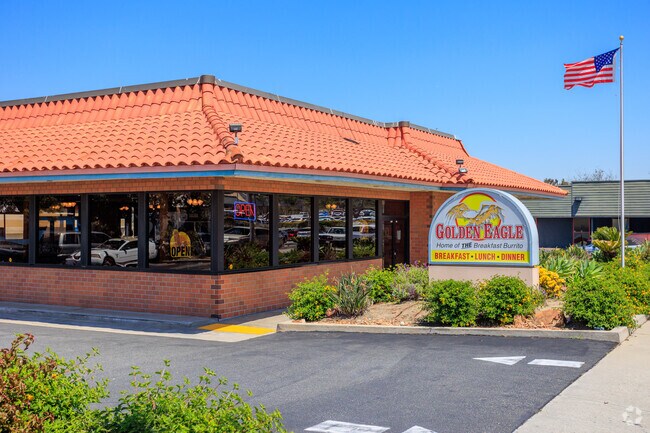 The Golden Eagle is a highly rated local diner, 'Home of the Breakfast Burrito'.