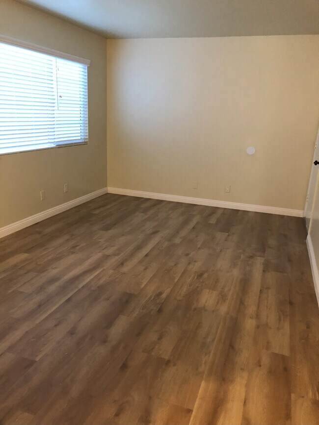 Large Living room with wood laminate flooring.