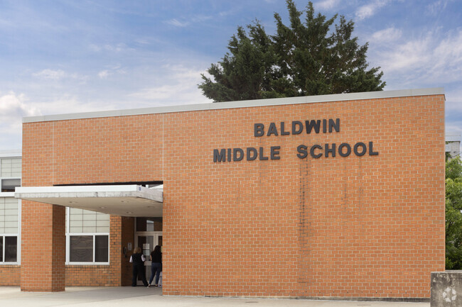 Visitors to the Baldwin Middle School in Baldwin, NY must be buzzed into the building.