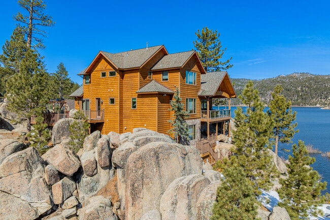 Large homes tucked away in the mountain side are common in Big Bear Lake.