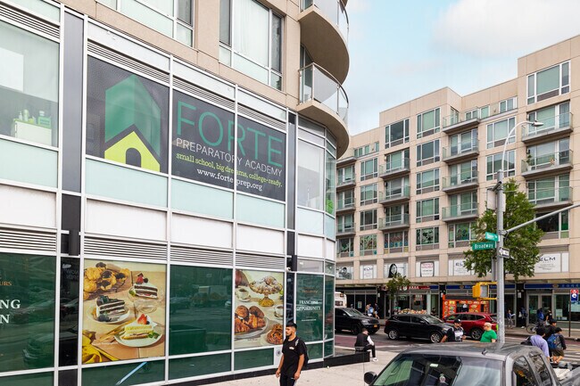 Forte Preparatory Academy Charter is on the corner of Queens Boulevard and Broadway.