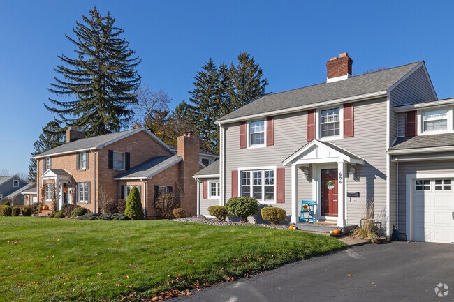 Colonial homes in Sharpsville sit on cozy, well maintained lots.