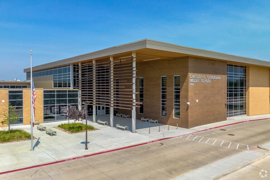 Strickland Middle School is located in the McKamy Evers neighborhood of Denton, TX.