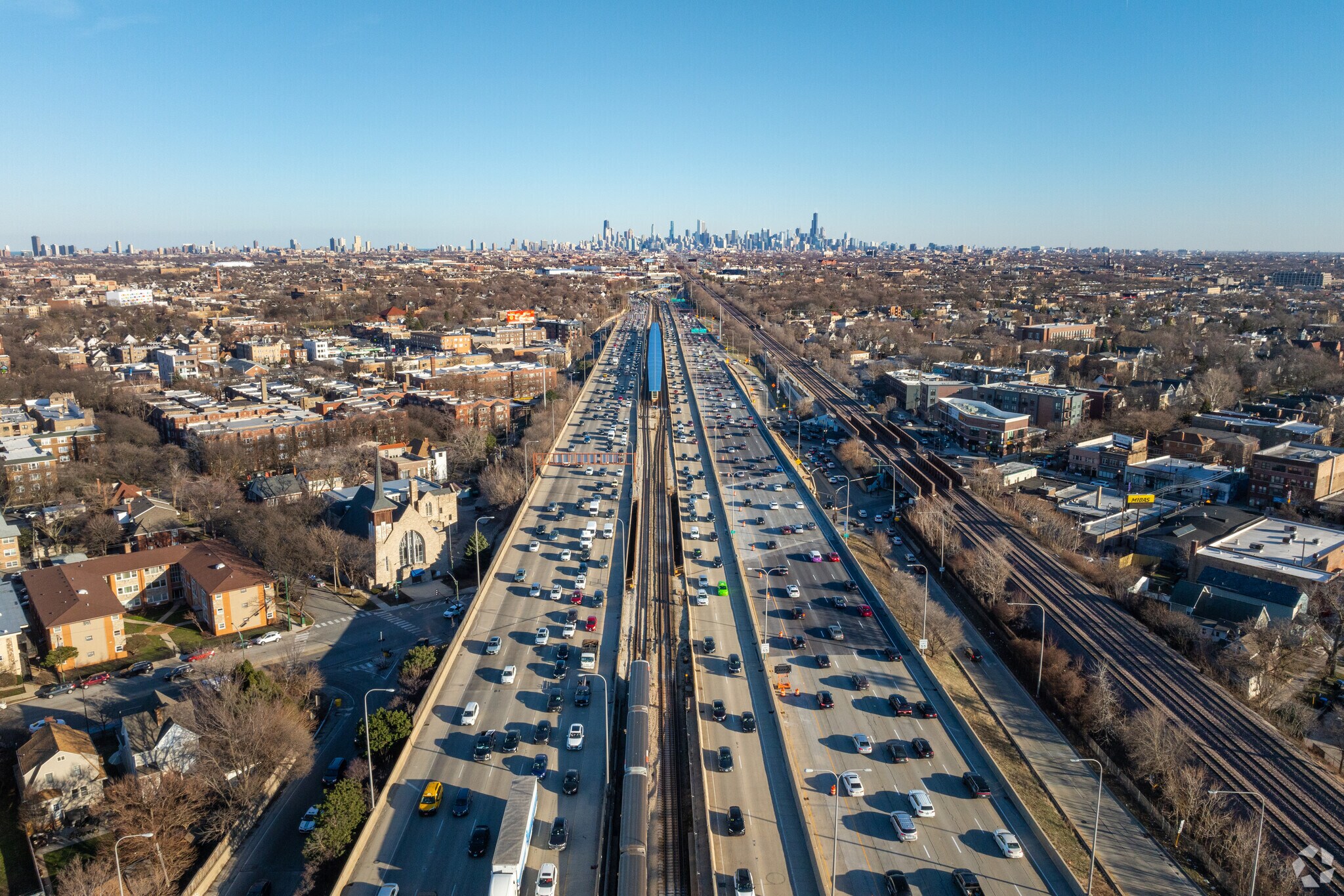 Dunning residents can drive to Chicago's Loop via I-90.
