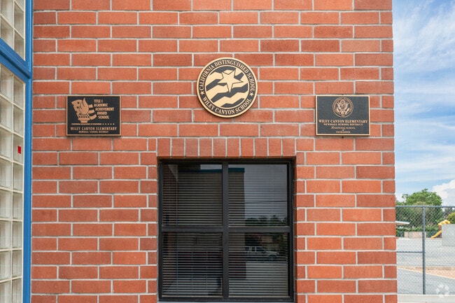 The California Distinguished School plaque proudly on display at Wiley Canyon Elementary School.