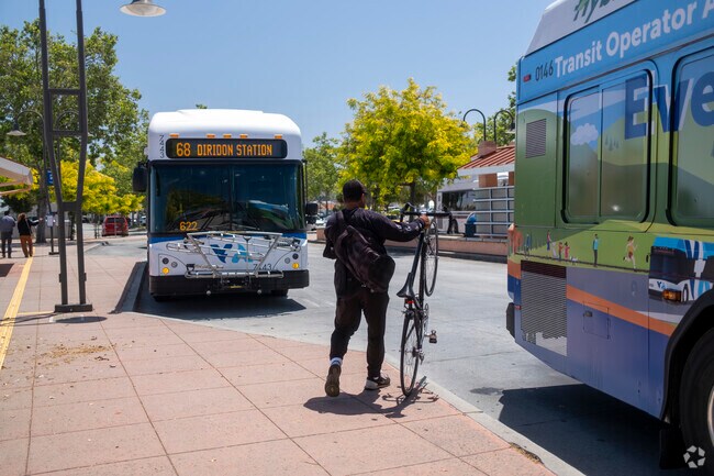 A Cyclists getting ready to board the bus to San Jose.