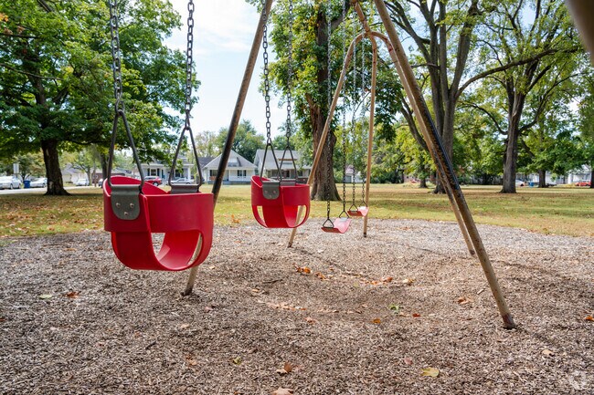 Thompson Park is a great place to bring your family to enjoy the playground or shoot some hoops.