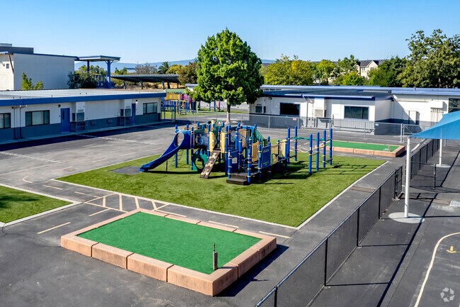 Playground and green space at Anne Darling Elementary.