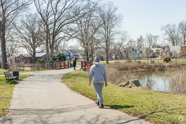 Residents like to take a relaxing walk around Springfield Gardens Park.