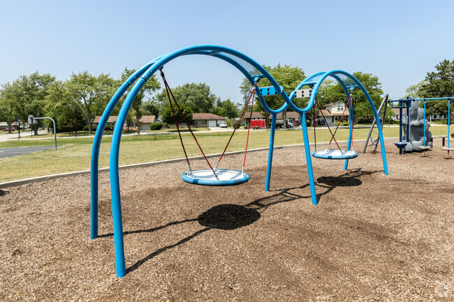 Playground swings are located at Clearmont Elementary School property.