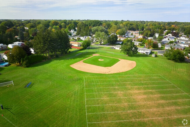 Aerial view of athletic field at East Irondequoit Middle School.