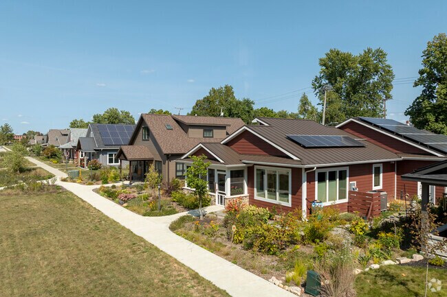 Some newer homes in Shanklin Millrace feature contemporary styling with sloped rooflines.