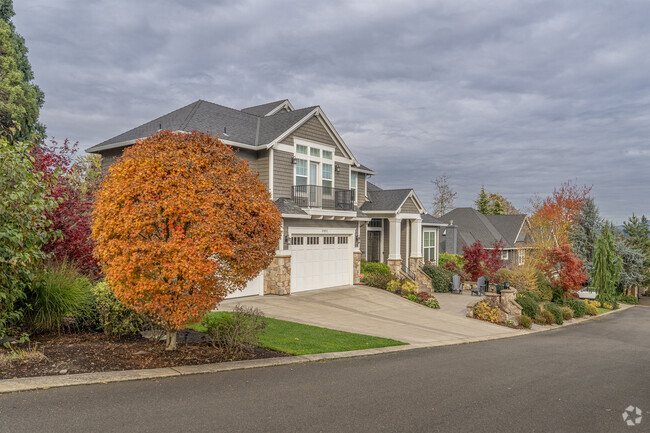 Idyllic residential street in the Glenmorrie suburb of Lake Oswego.