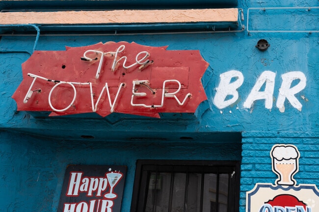 A vintage sign for the Tower Bar in Fairmount Village, San Diego.
