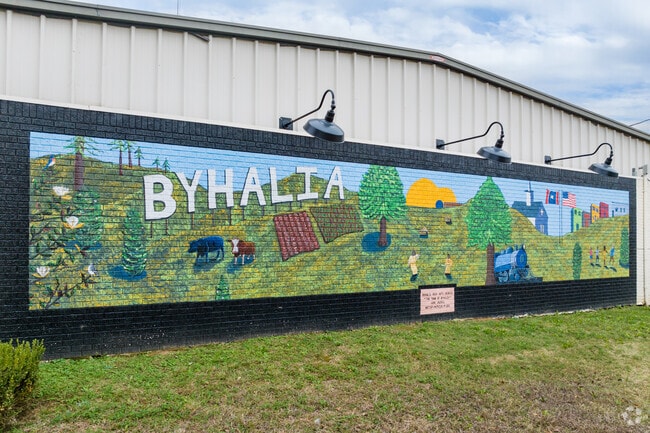 This colorful mural tells the story of life in Byhalia.