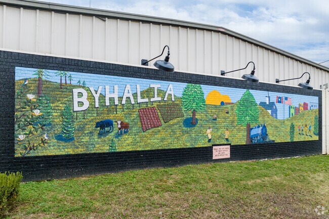 This colorful mural tells the story of life in Byhalia.