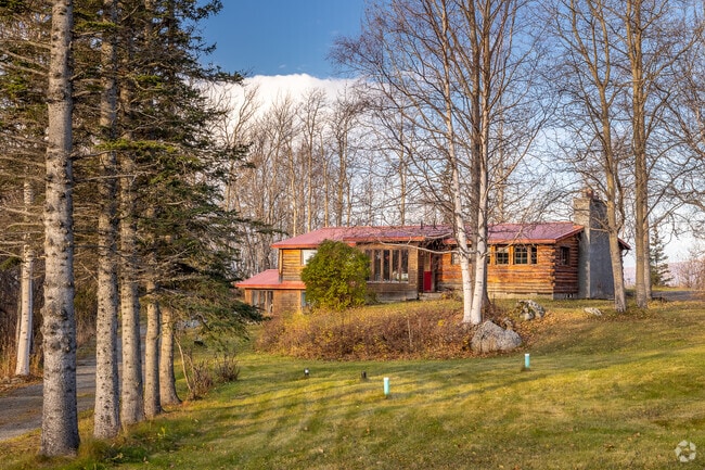 Log cabin homes on wooded lots in Lazy Mountain offer privacy and rustic charm.