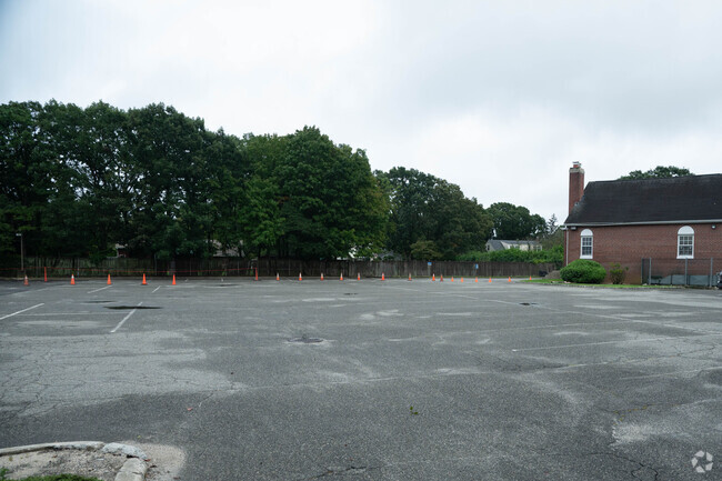 This is the south west side of the building and parking lot.