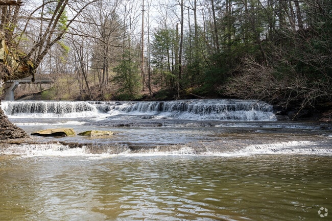 Enjoy the view of the waterfalls at Quarry Rock Metropark in Bentleyville.