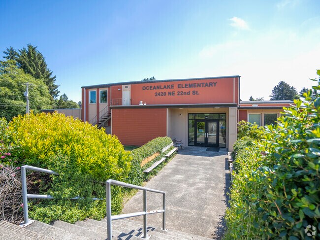 An alternative entrance to the Oceanlake Elementary school in Lincoln City.