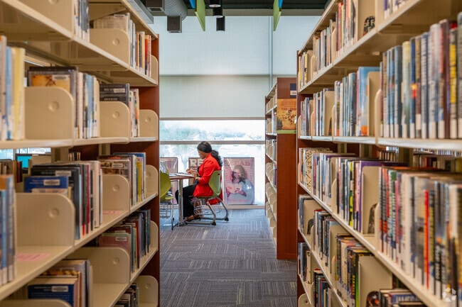 Locals focus on their studies at the library in Buffalo Run.