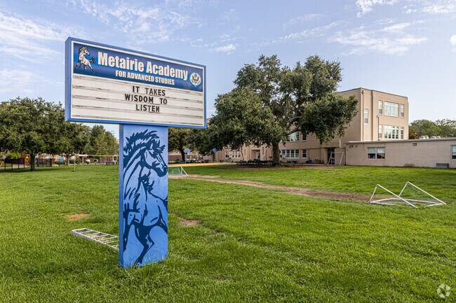 Metairie Academy for Advanced Studies teaches children from pre-K through 5th grade, and has been recognized as a National Blue Ribbon School.