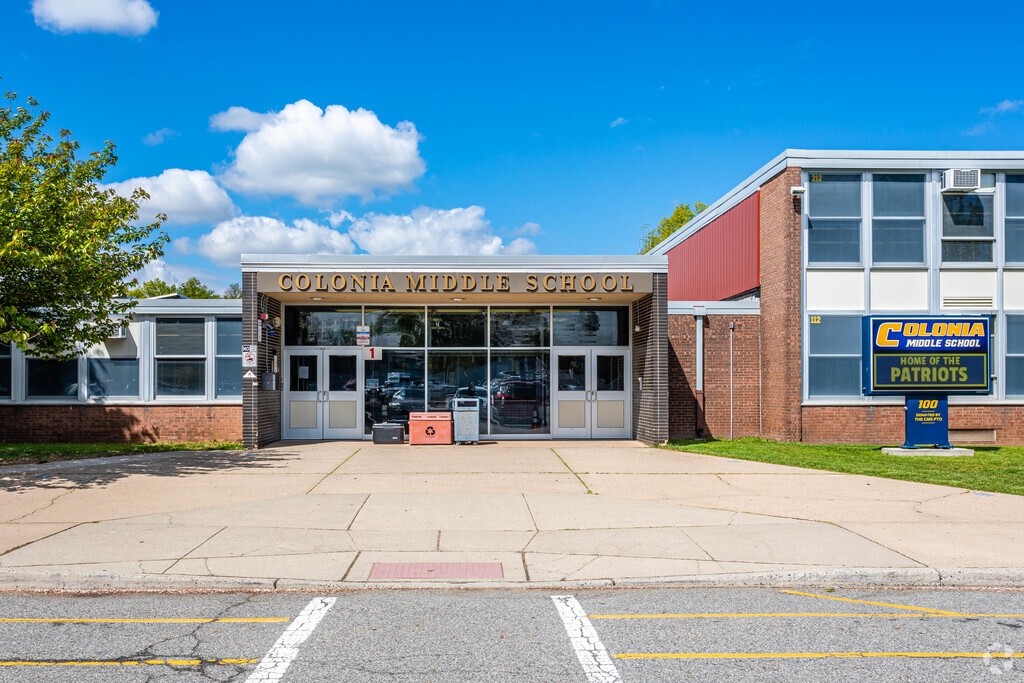 Colonia Middle School front entrance in Colonia, NJ.