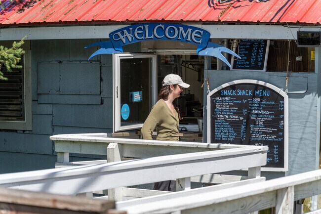 The Snack Shack at the Harbor serves clam chowder, fish and chips, and more in Hanna Place.