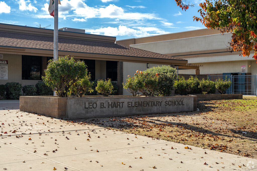 The sign at Leo B Hart Elementary welcomes staff and students as they enter the school.