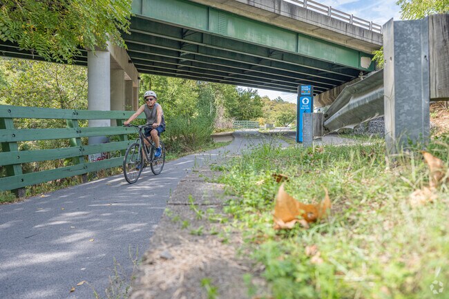 Cyclists love the many paved trails in and around downtown Morgantown.