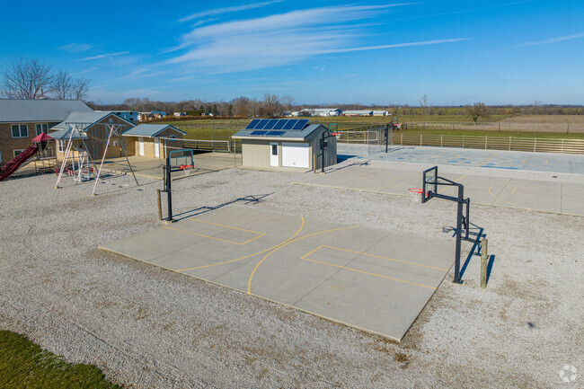 Students at Maple Lane School have three basketball courts to play on.