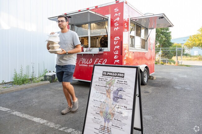 Stop by Pollo Feo for a great smash burger in Roosevelt at Kulshan Brewery.