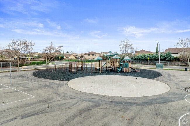 Valentine Peyton Elementary School enjoy playtime at a large playground
