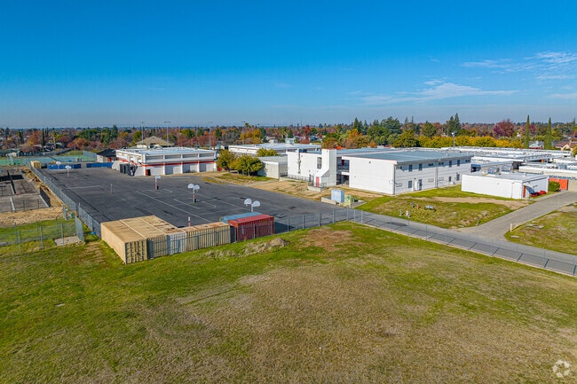 Stairs lead to front entrance of Foothill High School.