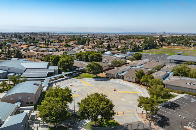 A look at Teofilo Mendoza School from above shows the student drop off circle.