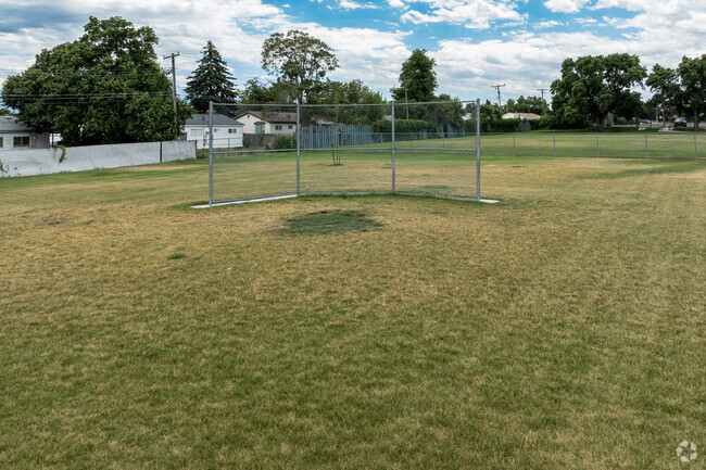 David Gourley Elementary’s multi-use field has a backstop.