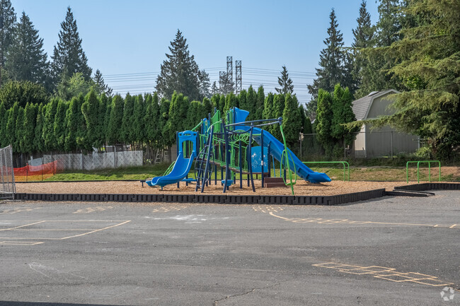 Hilltop Elementary School has a vibrantly colored playground.
