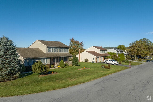 In Brecknock Township Lancaster, new traditional homes line quiet residential streets.