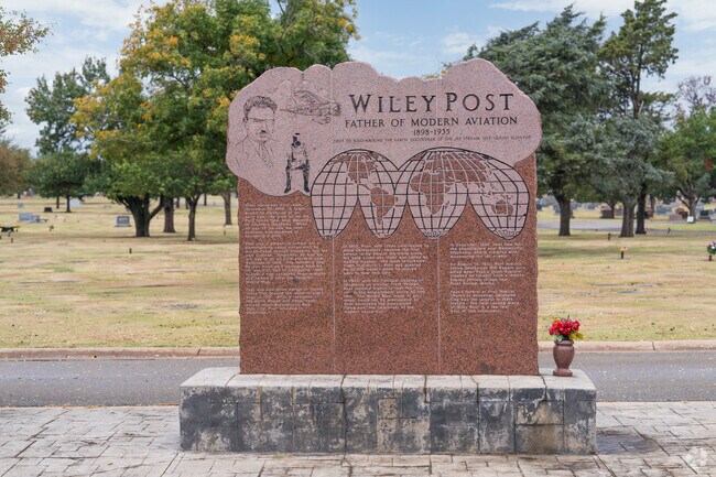 Wiley Post's grave in The Oaks is a site of aviation history.