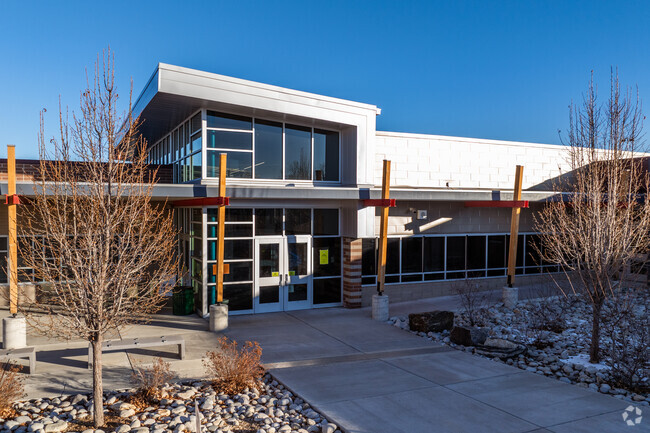 The front entrance at STEM Lab School in Northglenn, Colorado.