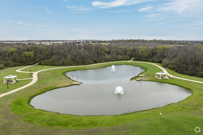 Town Center Park features a beautiful pond and walking paths in Sunnyvale.