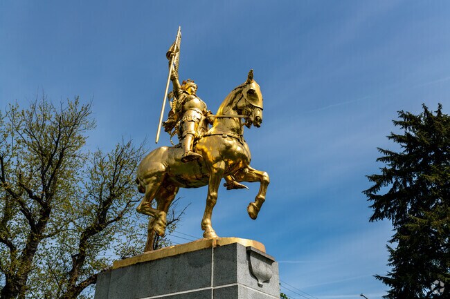 Statue, Joan of Arc located at Coe Circle in Laurelhurst, Portland, Oregon.