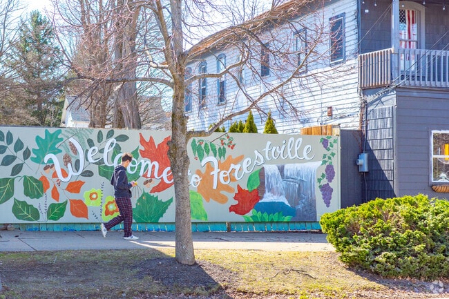 The village in Forestville has a restaurant, gas station with convenience store, a bank and a post office.