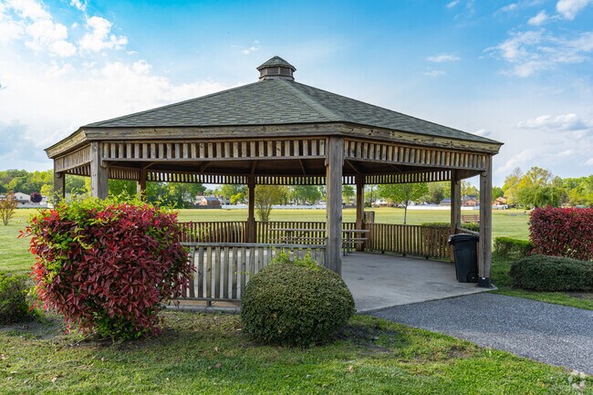 Sit in the shade under the gazebo at Memorial Park in Greenwich Township.