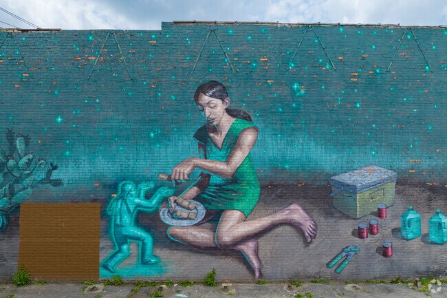 Chadsey Condon's authentic Hispanic wall mural adds cultural diversity to the community.